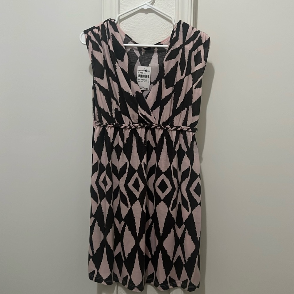 Pink and brown print dress